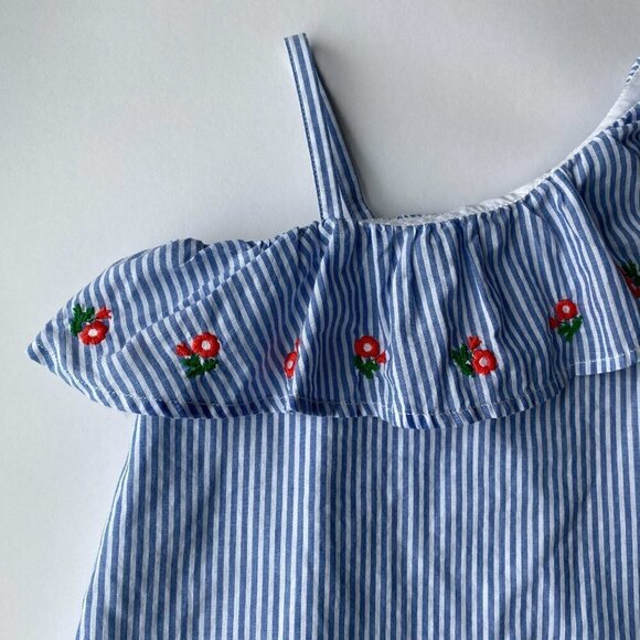 Janie and Jack Baby Girl Kids 100% Cotton Embroidered Striped Dress 18-24 Months - Picture 3 of 6